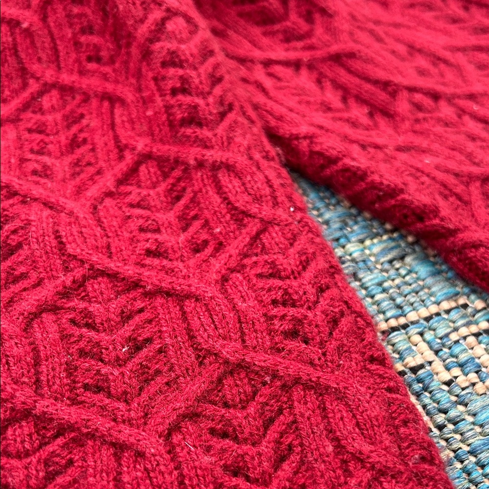 Garnet Hill Deep Red Ruffle Cardigan - Picture 4 of 6
